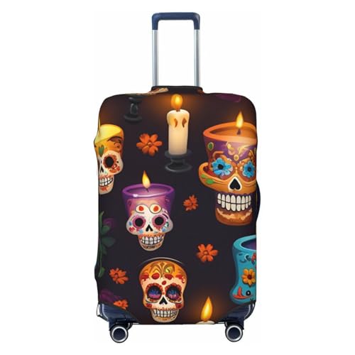 Housse valise extensible noire L motif tête de mort repérable