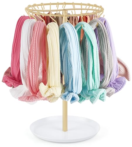 Image of Dahey Headband Holder Hair Bow Organizer for girls Metal Baby Headband Storage with 30 Hooks Modern Hair Accessories Organizer Bow Rack Storage Stand Display for Girls Baby Room Decor