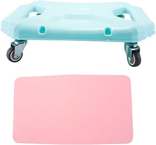 Entrenador abdominal cian con disco deslizante y rodillera, rodamiento de acero de PVC, rotación de 360°, ruedas silenciosas, 4 ruedas estables, entrenamiento de core de yoga.