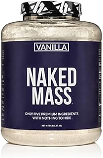 Vanilla Naked Mass - All Natural Weight Gainer Protein Powder - 8lb Bulk, GMO Free, Gluten Free & Soy Free. No Artificial Ingredients - 1,260 Calories - 11 Servings