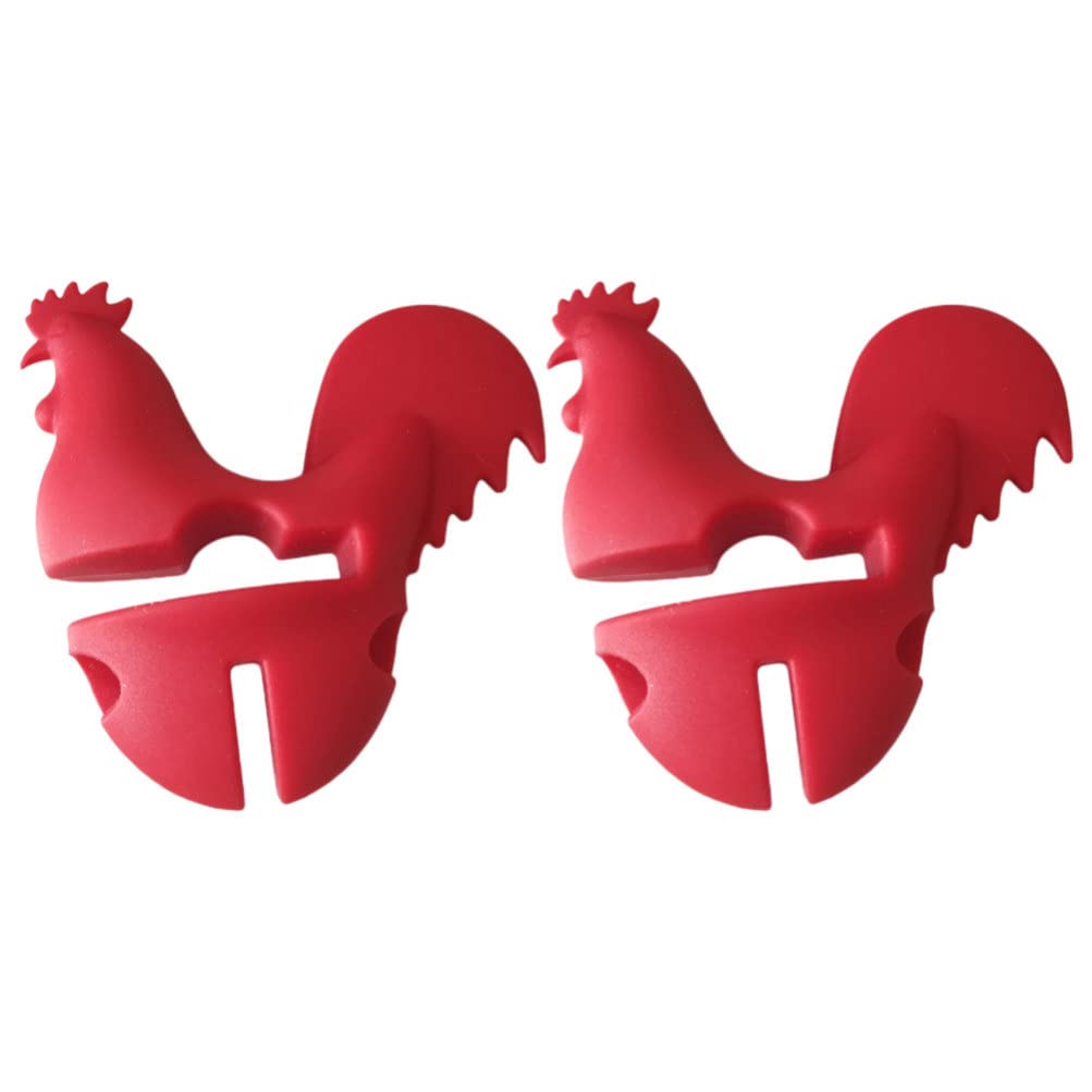 Cabilock 2pcs Anti-Spill Pan Tongs Pot Lid Holder Silicone Ladle Stove Scraper Tool Silicone Spoon Rest Utensil Rest Rooster Spoon Holder Spatula Rack Magnetic Silica Gel