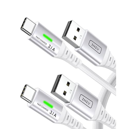 INIU USB C Charger Cable, [2 Pack 1m BSWH] 3.1A Type C Cable Fast Charging, Braided USB A to USB-C Phone Charger Cable for iPhone 17 16 Pro Max, Samsung S25 24, Huawei Pixel 10, iPad etc. 1m