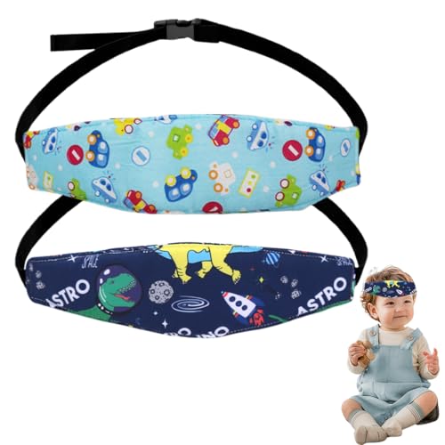 2 Piezas Soporte Seguridad de la Cabeza para Bebe en el Coche, 2 Pzs Cinta Ajustable para Seguridad y Confort en Viajes en Auto, Soporte Cabeza Niño Coche para Viajar Dormir en el Coche