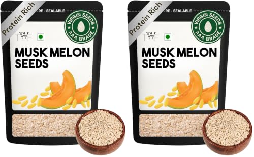 Image of TWF Virgin Muskmelon Seeds | 200 gm | AAA Grade Seeds for Eating | 100% Natural | Kharbooja Magaj | Peeled | Gluten Free | Perfect for Snacking & Cooking | Resealable Pack | Diet Snack | Unroasted | Unsalted | Highest Natural Potency
