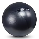 only U Premium Yoga Ball, Exercise Ball, Fitness, Balance and Stability Ball, 65cm Size, Eco-Friendly PVC, Anti Burst, Inflatable, Heavy-Duty Exercise Ball, Black, Hand Air Pump Included, Brand