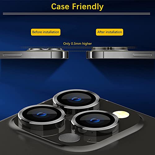 Image of V MOBITE Camera Lens Protector Ring for iPhone 12 Pro | Scratch Resistant Metal Camera Lens Guard | HD Clear Anti-Shock Dustproof Lens Protection Cover | Easy Installation Black