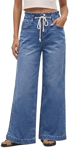 GRAPENT Wide Leg Jeans for Women Stretch High Wasited Elastic Wai...