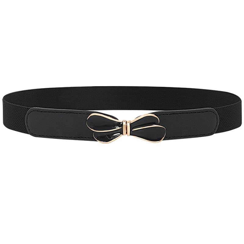 women’s elastic waist belt for dress shirt sweater slim versatile fashion belt - black