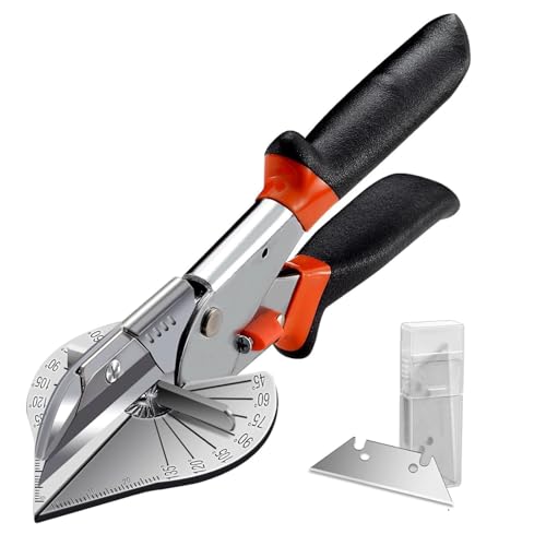 Ciseaux à mitre multi-angles, coupeur de biseau 45-135 degrés, outil manuel pour bois et PVC, avec 2 lames de rechange