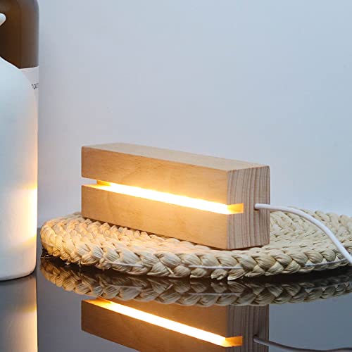 iDIY - Base rectangular con iluminación de madera, soporte de base de luz LED 3D, soporte de base de luz nocturna, decoración de base de escritorio para placa Spotify, placa acrílica DIY (luz blanca)