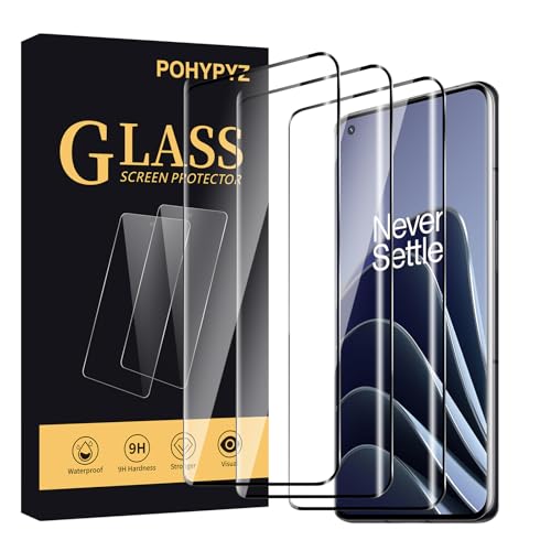 POHYPYZ 3 Pack Screen Protector for Oneplus 10 Pro UltraClear 9H Hardness Bubble-Free Installation Case-Friendly Supports Fingerprint Sensor