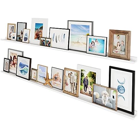 You Have Space Lagos 80" Ledge Wall Shelves, Floating Shelves for Living Room Decor, Bedroom, Office, Ultra Long White Picture Ledge Shelf Set of 2 Cover