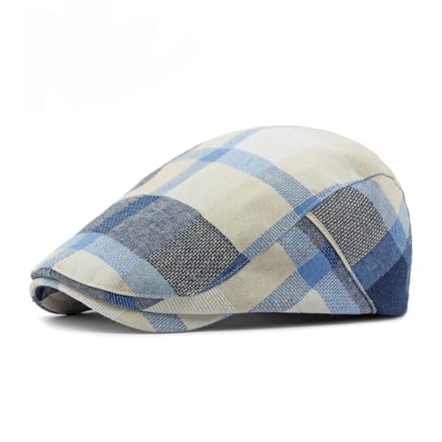 Image of Men's Plaid Striped Newsboy Ivy Flat Driving Golf Cap
