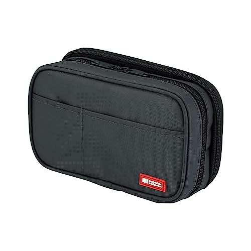Image of LIHIT LAB Large Capacity Double Zipper Pencil Case For School Office College, Big Capacity 6 Compartments Pencil Bag Holder Adults Teen Boys Girls, Travel Cosmetics Storage, Black (A7555-24)
