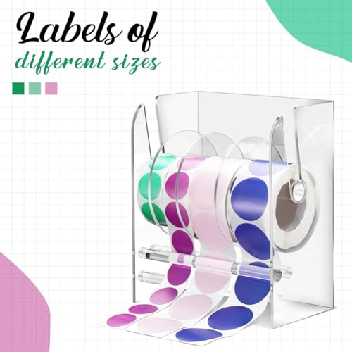 Elqubkan Etikettenspender, verstellbar, für Rollen, Acryl, Halterung für Etikettenrollen, transparent, Halterung für Aufkleber, 4 Scheiben