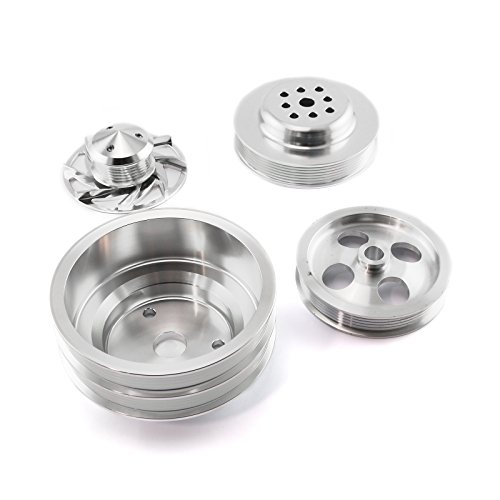 Speedmaster PCE415.1039 Compatible with Chevy SBC Serpentine Pulley Kit Long Water Pump with Type 2 Power Steering Pump