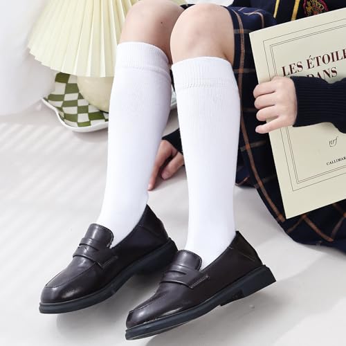 Knee High Socks for Girls Boys School Uniform Set - 3/6 Pack Cotton Tube Socks in Black, White, Navy Blue3
