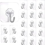 【El paquete incluye】: 20 piezas de gancho adhesivo transparente, el diseño transparente único lo hace casi invisible, muy adecuado para la decoración. No afectará la belleza de la pared, el techo o la puerta.