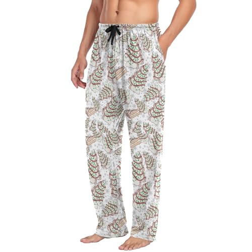 Mens Pajama Pants with Pockets - Soft Cute Lounge Pants for Christmas Tree Cake Occasion
