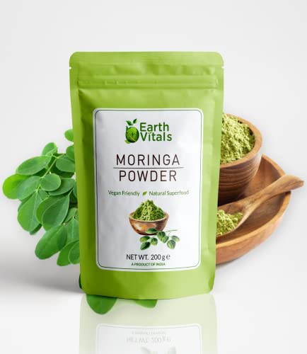 Earth Vitals Moringa en polvo 8 onzas - Superalimento crudo nutricionalmente rico de la India