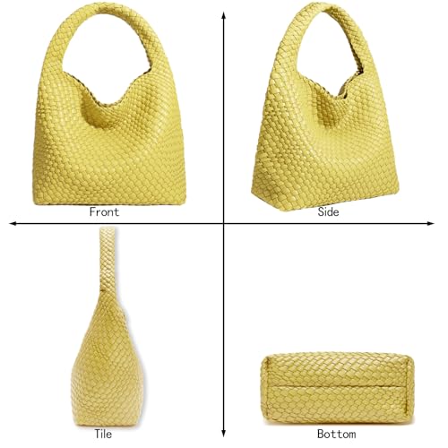 Image of JINMANXUE Woven Tote Bag for Women, Fashion Hobo Handbag, Travel Top-handle Shoulder Bag, Beach Underarm Bag with Purse