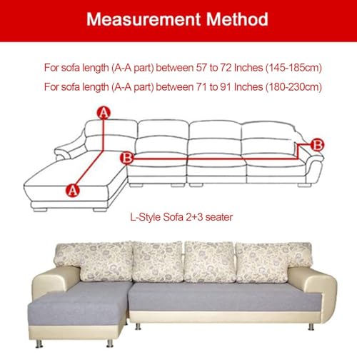 ShowyLive Sofa Überzug Couch Überzug 2er Set für Ecksofa L-Form Sofabezug 2 Sitzer+3 Sitzer, mit 2 Stück Kissenbezug, Hellgrau