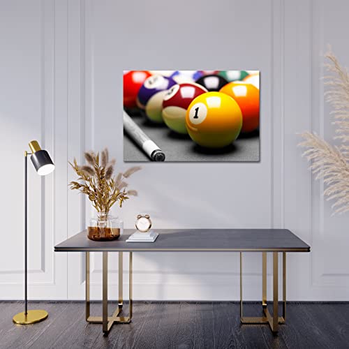 Apicoture Billiards Pictures Wall Decor - Black And White Wall Art Sports Pool Room Canvas Prints Wall Framed Boys Bedroom Wall Decoration Framed Large Panel 36 * 24Inch #TOP2