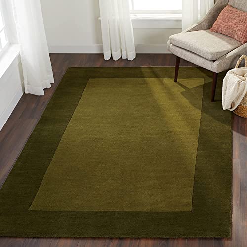 Image of Export Quality Handtufted Woolen Carpet for Living Room Bedroom & Hall - Color - Green - Size - 12 x 15 Feet