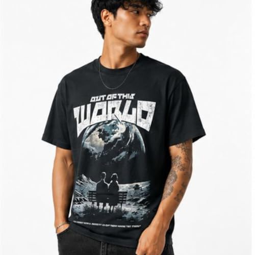 Image of Anime Printed Oversized Cotton Casual Round Neck T-Shirt for Men and Boys | Sharp, Eren yeagear & Mikasa akerman Japanese Streetwear Aesthetics