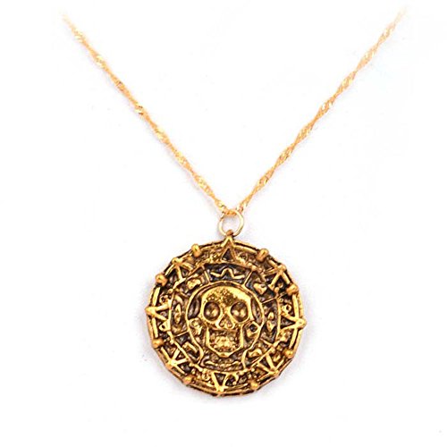 Grenf Collar con colgante de cabeza de cráneo de piratas del Caribe...