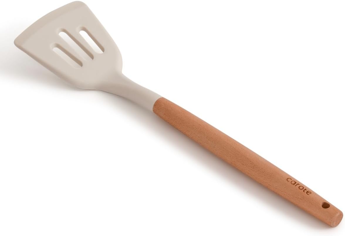 Silicone Slotted Turner, Non-Stick & Heat Resistant Spatula for Cooking, Baking and Mixing, BPA Free Cookware for Kitchen, Stay Cool Handle