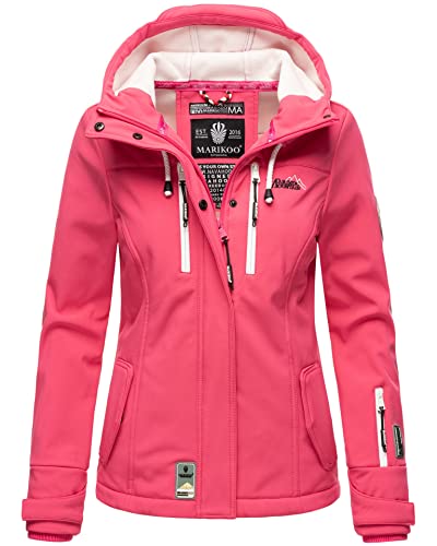 MARIKOO Damen Softshelljacke Übergangsjacke mit Kapuze Kleinezicke Pink Gr. L