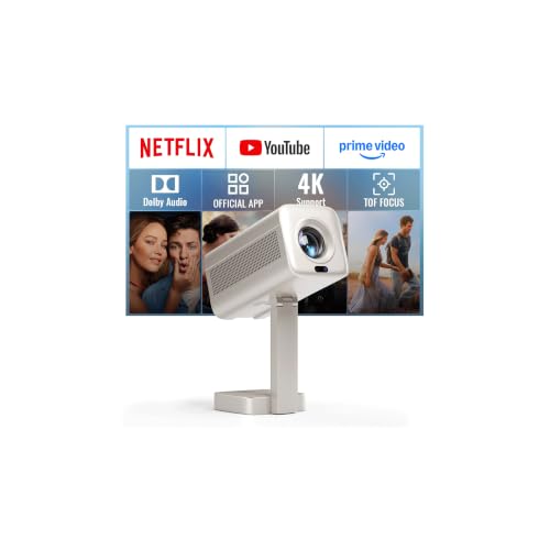 Image of [Compatible with Netflix & TOF Real-time Focus] Mini Projector with WiFi and Bluetooth, XuanPad Gold Smart Projector 4K Support, Dolby Audio & Keystone , 210 Rotatable Stand for Home