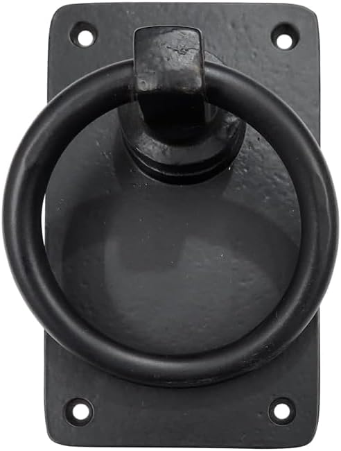 Adonai Hardware"Adonikam" Antique Cast Iron Door Knocker Without Texture (Knocker - 4.8 Inch x 1 Pack, Matte Black) for Vintage Wooden Barn Shed Doors, Gates, Fences, Furniture and Farmhouse