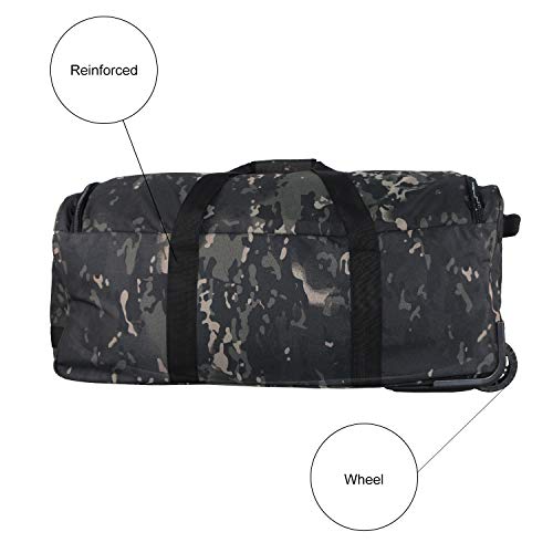 Greencity Rolling Duffle Bag with Wheels Travel Duffel Luggage 32 inch,Heavy Duty Oversized Storage Bag ,Black Camo Green
