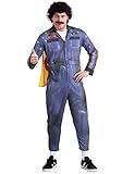 Fun Costumes Adult Hot Rod Kimble Costume | Andy Samberg Hot Rod One Piece Jumpsuit with Attached Cape - X-Small - Blue