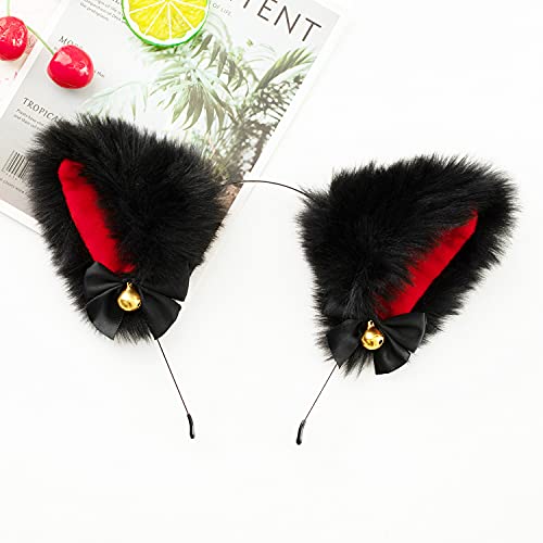 Animal Faux Fur Cat Dog Ears Headbands with Bells Lovely Flexible Hair Accessory Halloween Cosplay Costume Party Dress Girls
