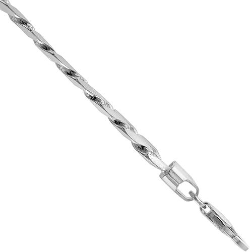 Miniatura 3 de Collar de cadena cubana de plata de ley gruesa de 0.551 in para hombres y mujeres, bordes biselados, acabado pulido, sin níquel, Italia, 8-30