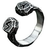 keigtuxh Anillo de runa vikinga con banda abierta de acero inoxidable, joyería nórdica, tamaño fijo, diseño rúnico regalo para hombres y mujeres, 11, acero de titanio