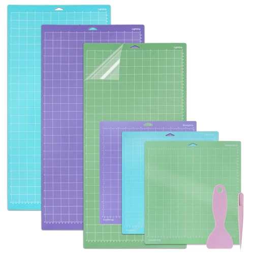 COEWUR 6 Pack Variety Cutting Mats (Standardgrip, Lightgrip, Stronggrip, 12x12 Inch, 12x24 inch), Adhesive Cutting Mat for Cricut, Non-Slip Replacement Craft Mats for Cricut Explore Air Series