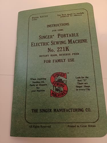 TabSynth Design Works LLC Singer 221K Featherweight Sewing Machine Manual (Repr.), White