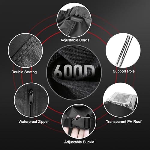 Zettum Patio Umbrella Cover - 600D Umbrella Covers Waterproof & Heavy Duty, Outdoor Umbrella Covers with Zipper, Large Patio Parasol Cover Provide All-Weather Protection, Fits Solar Umbrellas 8-11 FT - Thumbnail 5