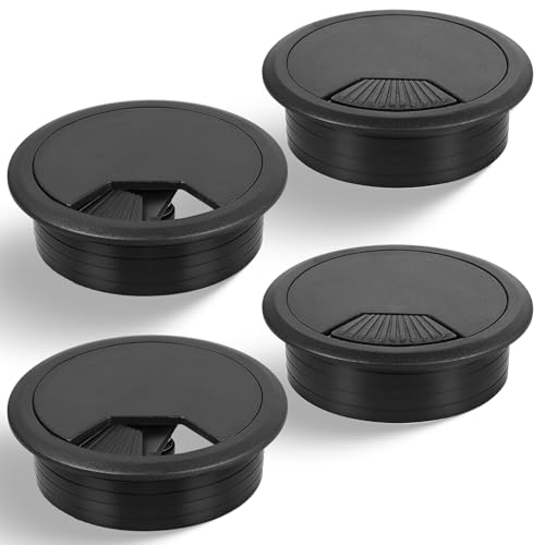 4 Stück Kabeldurchführung Schreibtisch 60mm Kabeldurchlass Kabelauslassdose Kunststoff Schreibtisch Kabeldurchführung Schwarz Kabeldurchlass Tisch für Tisch Office Schreibtische