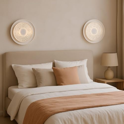 Image of BENE Keith Stainless Steel Indoor Modern Wall Light, E-27 Base Wall Lamp for Home Decor - Living Room, Bedroom, Dining, Hallway, Staircase, 36 cm (White, Pack of 2)