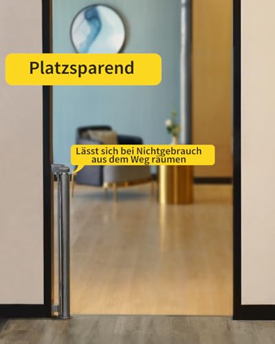 Retraktierbares Sicherheitsgitter für Babys & Haustiere – Extra Breit & Hoch, 0-140CM Türschutzgitter für Treppen, Türen, Innen- & Außenbereich, Einfache Einhand-Bedienung, Grau