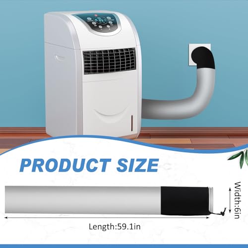 Image of Outus 2 Pcs Portable Ac Hose Insulation Sleeve 60in Portable Air Conditioners Insulated Cover Wrap Fit for 5 inch& 5.9 inch Diameter Exhaust Easy Installation with Adjustable Strap (Gray)