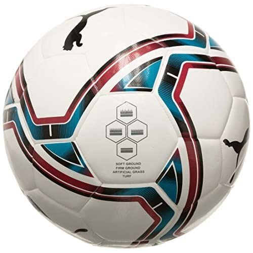 PUMA teamFINAL 21 Lite Ball 290g Balón de Fútbol, Unisex-Adult, White-Rose Red-Ocean Depths Black, 3