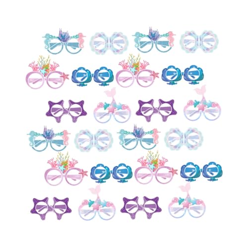SEWACC Gafas de Fiesta de Sirena de Papel 3D para Pack 24 Unidades Accesorios Ligeros y Coloridos para Cumpleaños y Decoración de Verano en Fiestas Temáticas