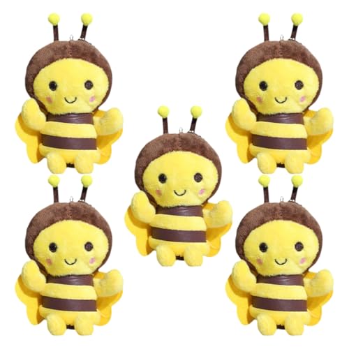 iplusmile Llaveros de Peluche de Abeja 5 Piezas, Colgantes Adorables para Bolsos y Mochilas, Figura de Abeja Suave y Flexible, Decoración Divertida para Mujer y Uso Diario