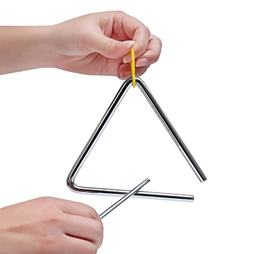 Image of 5 Inch Musical Steel Triangle Percussion Instrument With Striker